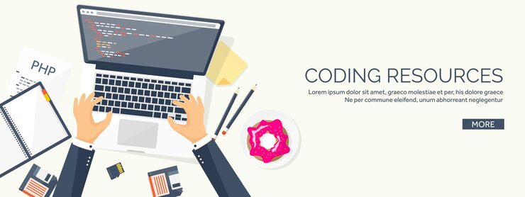 Vector programming and coding flat computing background code hardware software web development seo search