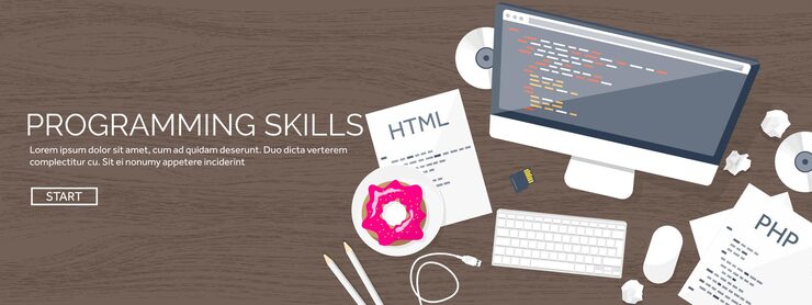 Vector programming and coding flat computing background code hardware software web development seo search