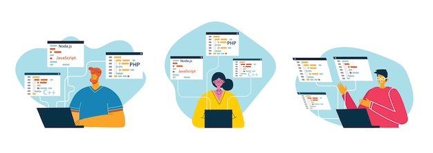 Programming and coding. Flat style design modern beautiful illustration concept
