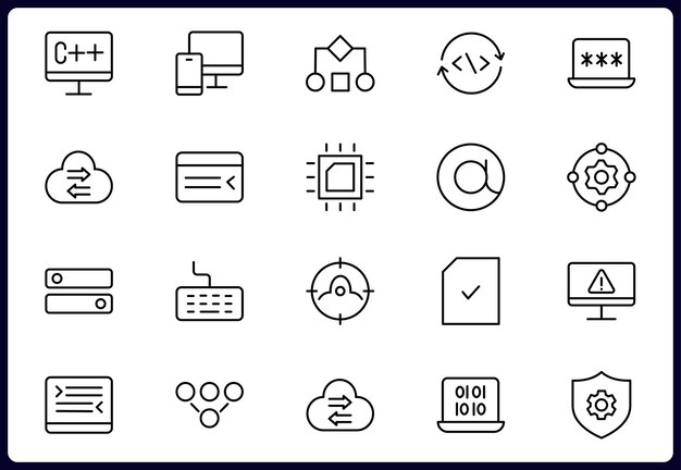Programming and coding icon set Contains such Icons as code api programmer developer information