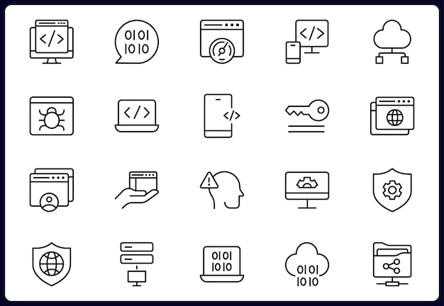 Programming and coding icon set Contains such Icons as code api programmer developer information