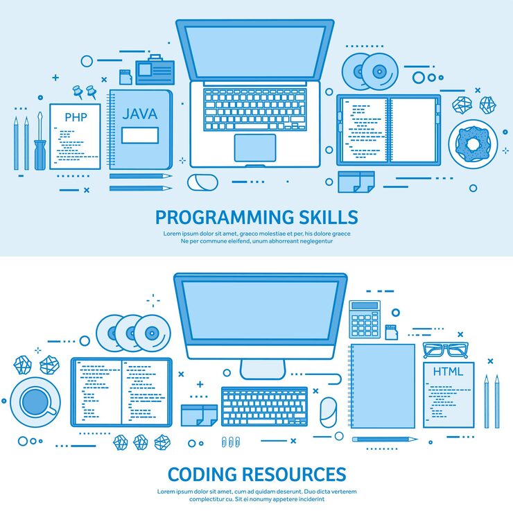 Vector 프로그래밍 코딩 및 seo 웹 개발 검색 엔진 최적화 코드 하드웨어 및 소프트웨어