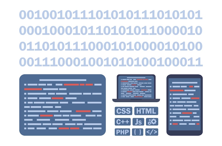 Vector programming and coding set icon. web development concept. vector flat illustration