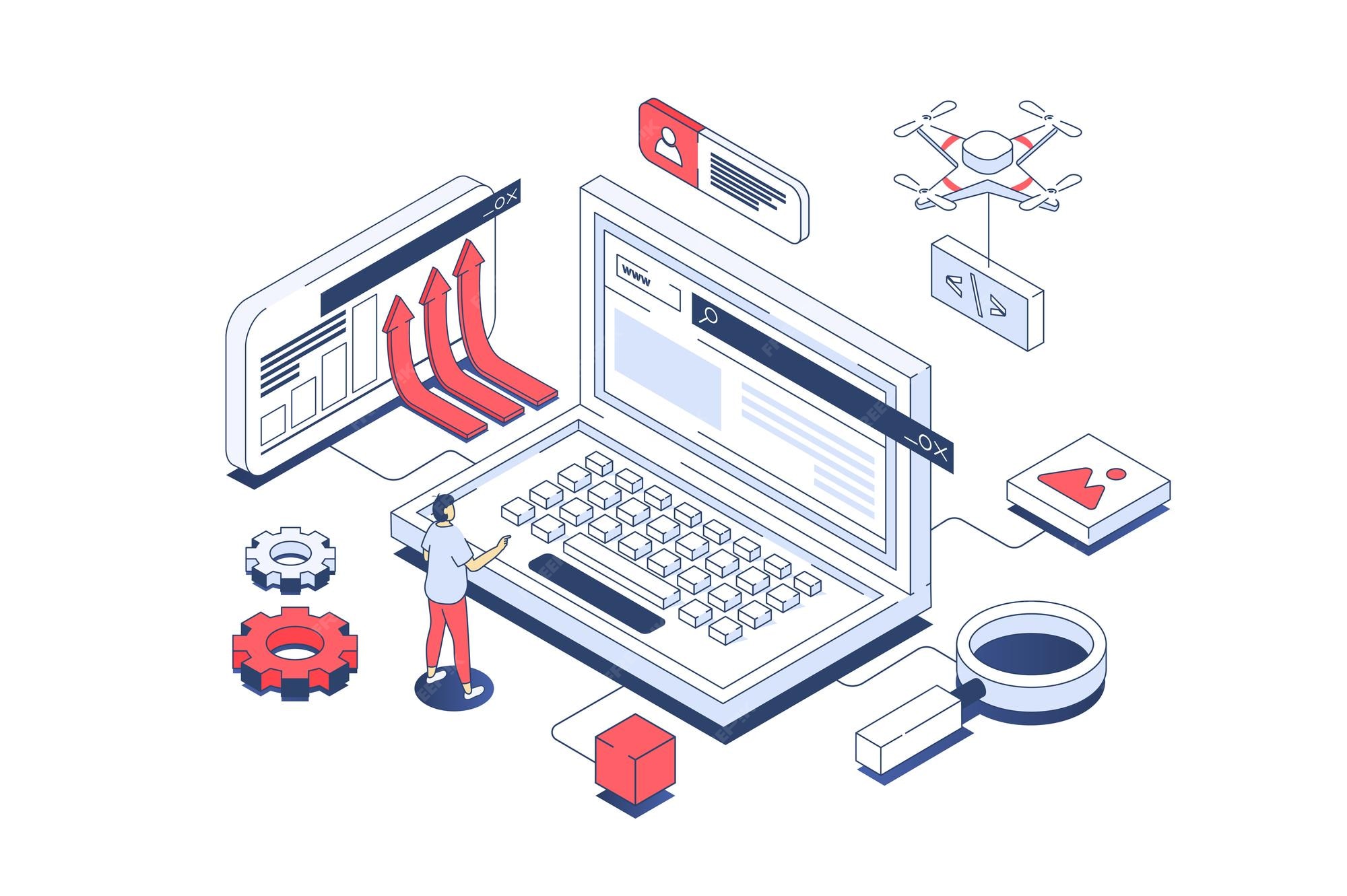 Premium Vector | Programming concept in 3d isometric design developer ...