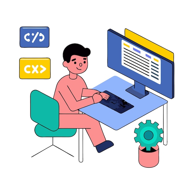 Programming concept codering java script programming illustratie