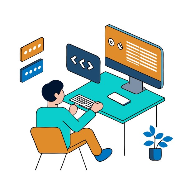 Programming concept codering java script programming illustratie