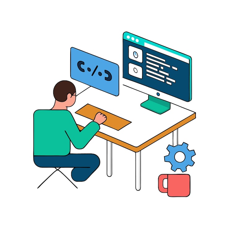 Vector programming concept codering java script programming illustratie