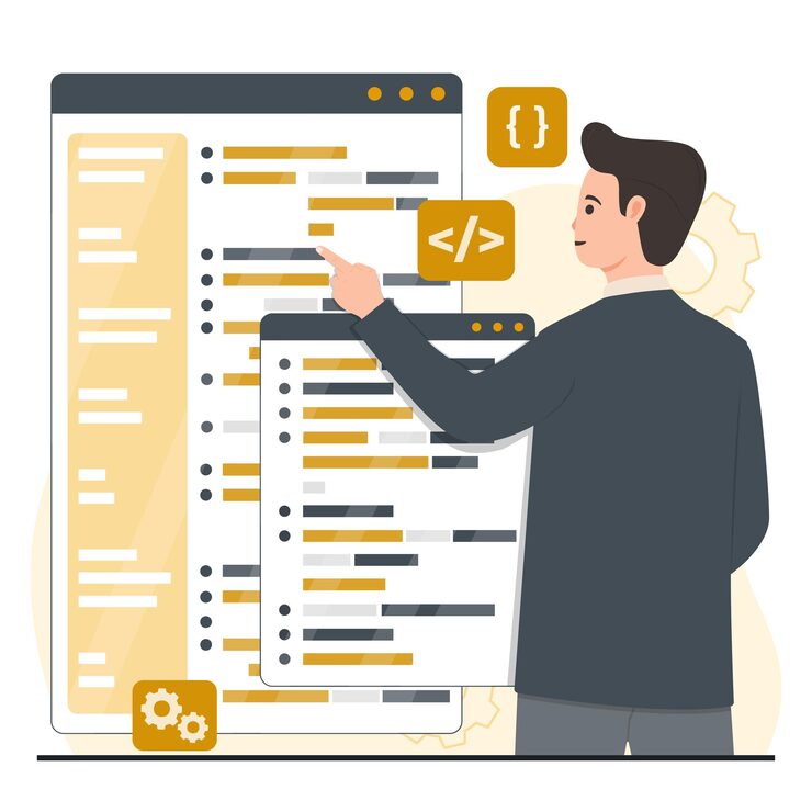 Vector programming concept set software development coding and programming vector flat illustration
