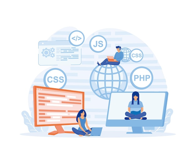 Premium Vector | Programming courses web design concept with people ...