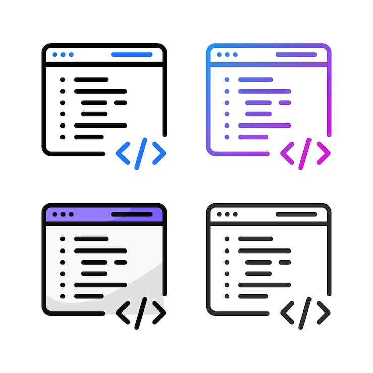 Vector programming icon design in four variation color