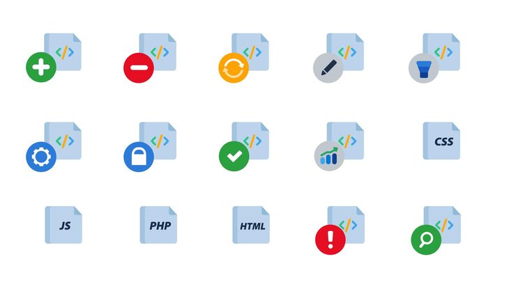 Vector 编程语言代码脚本文件图标集编码文件管理的集合