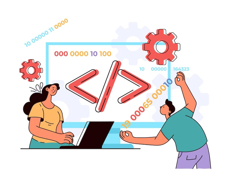 Vector programming language coding php developer software javascript concept flat modern style design illustration