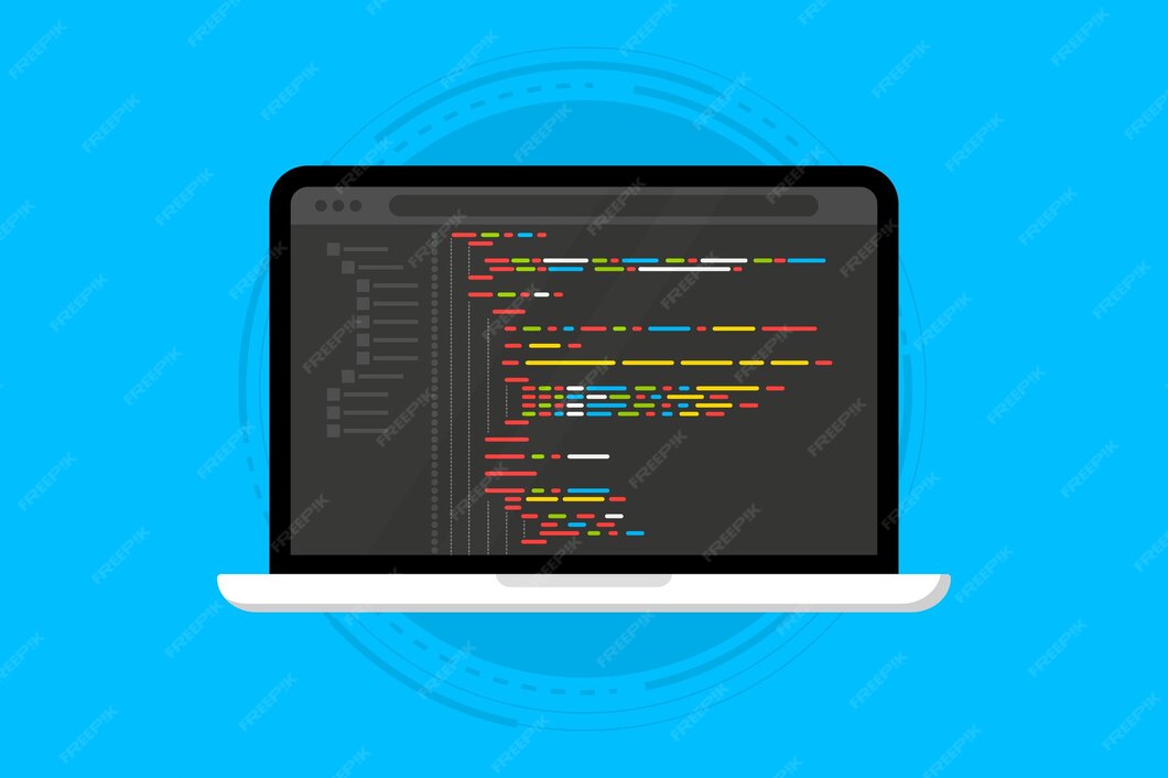 Premium Vector | Programming language and program code on screen laptop ...
