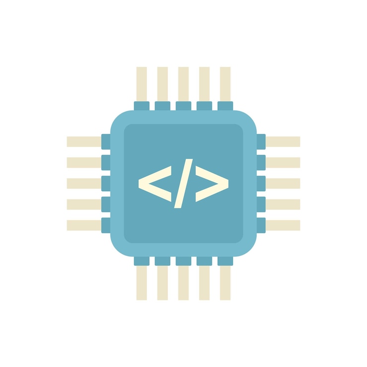 Vector programming processor icon flat vector arduino software education robot isolated
