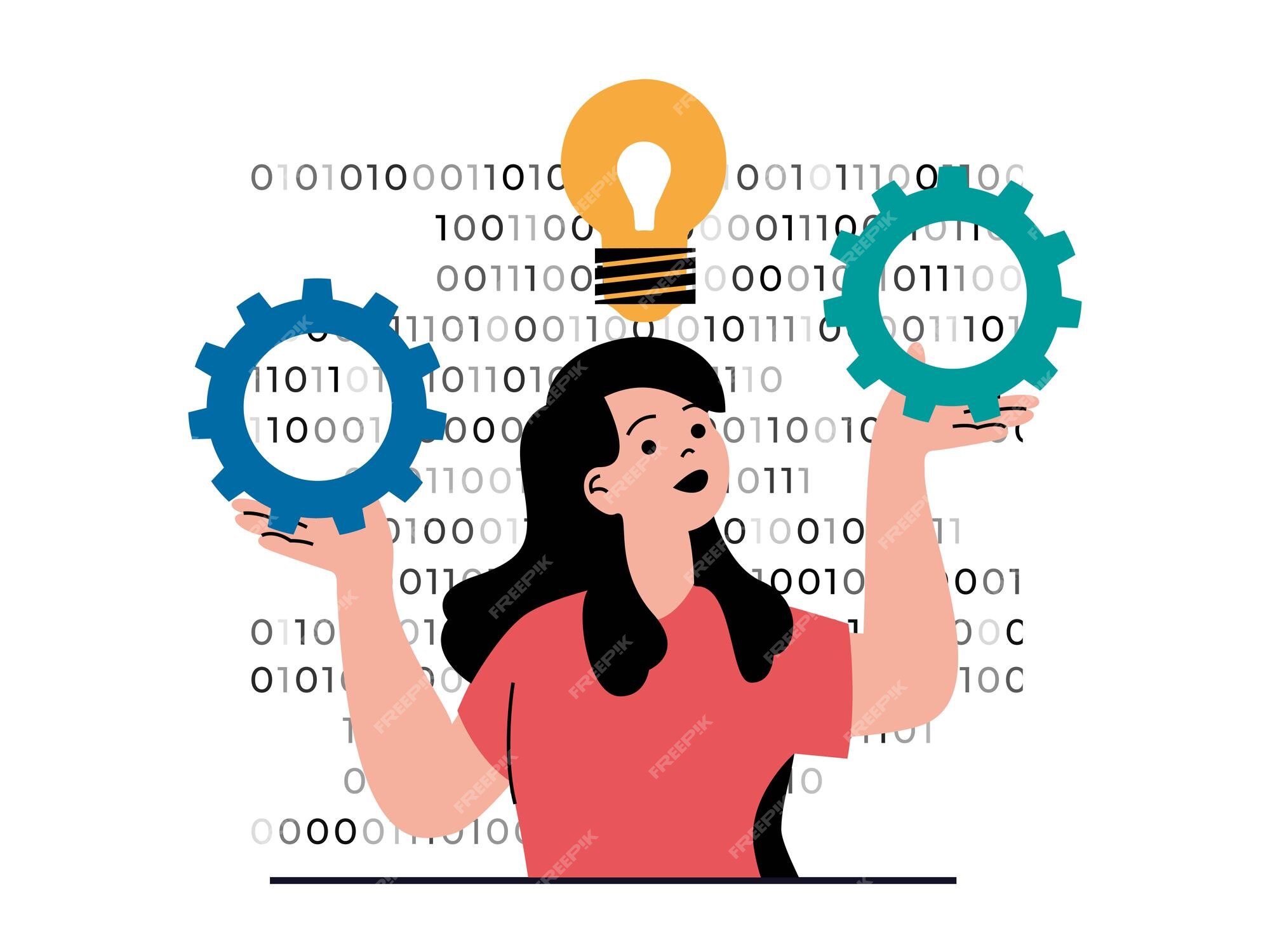 Premium Vector | Programming software concept with character situation ...