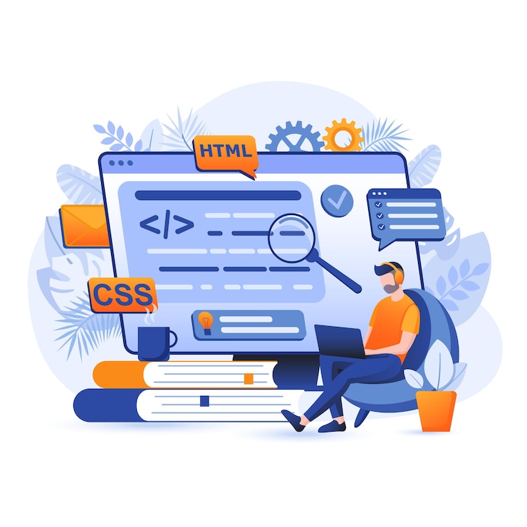 Vector programming software flat design concept illustration