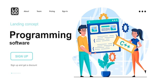 Programming software landing page template