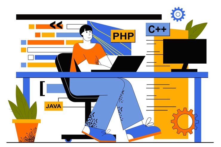 Premium Vector | Programming software web concept. Developer ...