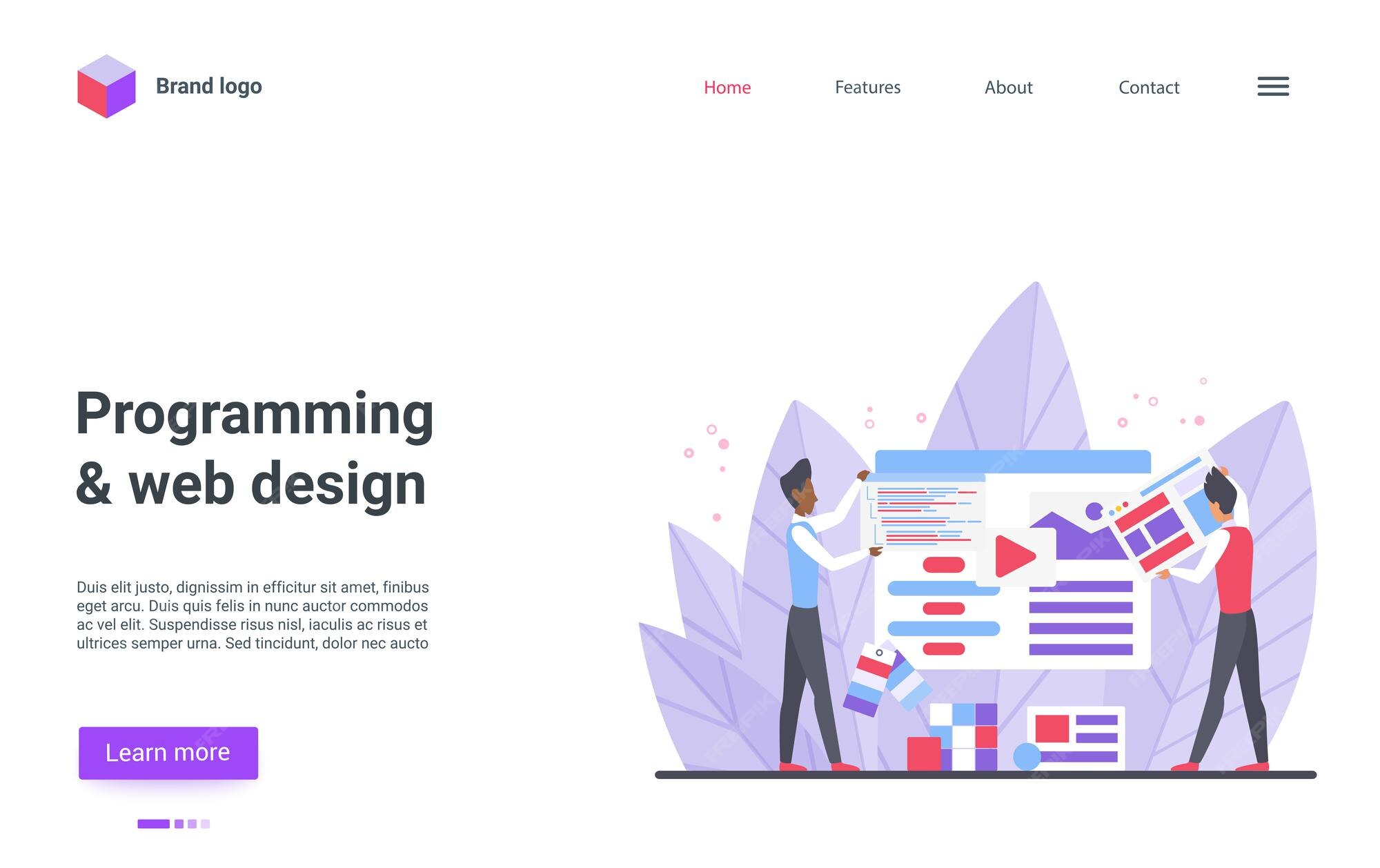 Premium Vector | Programming web design landing page programmer ...