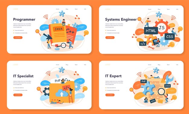 Premium Vector | Programming web layout or landing page set. Idea of ...