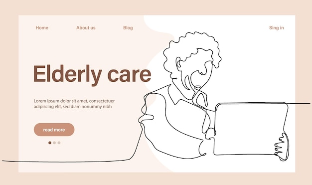 Vector programs for seniors landing page template. elderly health care. elderly care. cartoon people