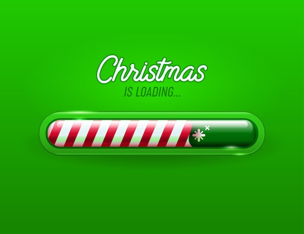 Vector progress bar invitation xmas loading element christmas progress bar for reaching the new year