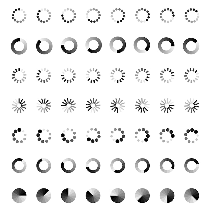 Vector progress bar loading icon. load upload download round process. circle website buffer loader or preloader