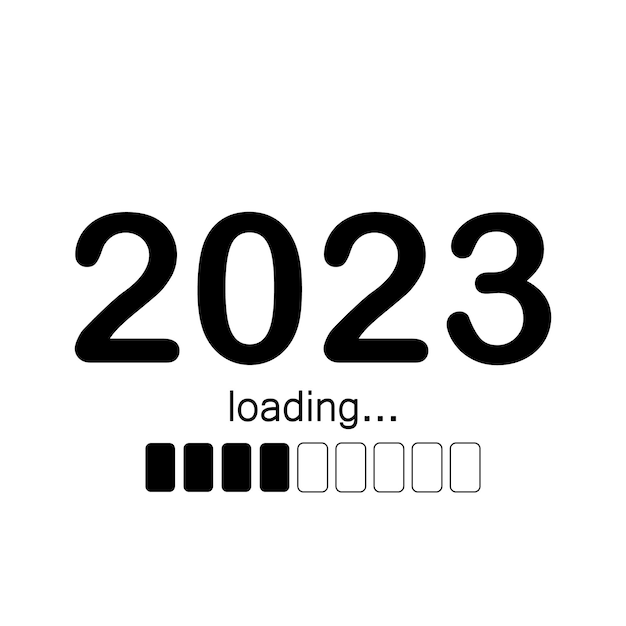 Индикатор выполнения, показывающий загрузку новогоднего баннера 2023 года изолированная векторная иллюстрация