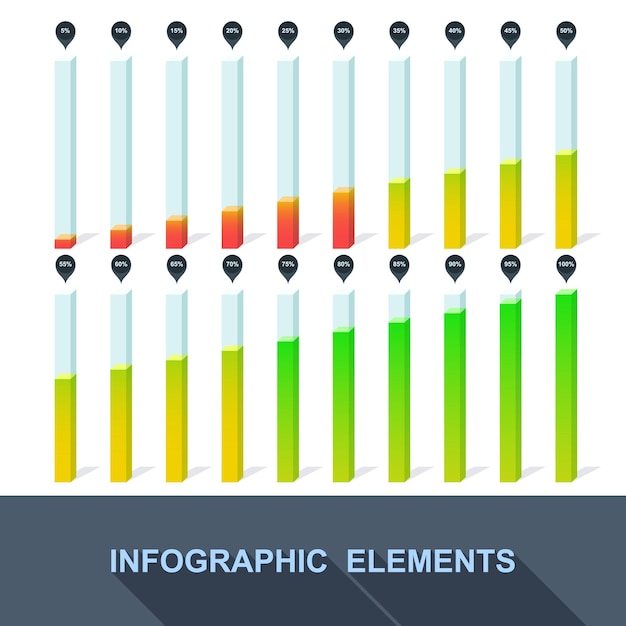 Vector progress, infographics, statistics with interest in the flat style. vector
