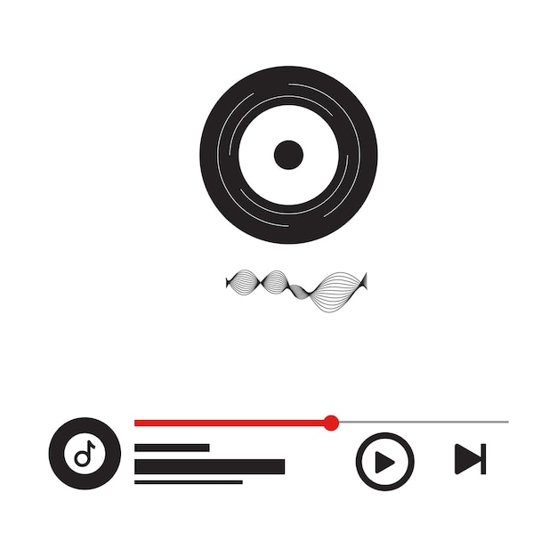 Progress loading bar of audio or video player buttons vector graphic illustratation