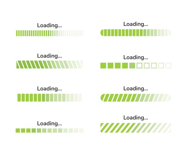 Progress loading bar icons or loading bar element icon set and load sign vector illustration