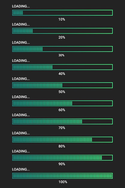 Insieme di infografica della barra di caricamento di avanzamento