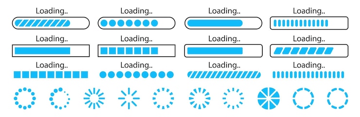 Vector progress loading bar load download connecting status indicators