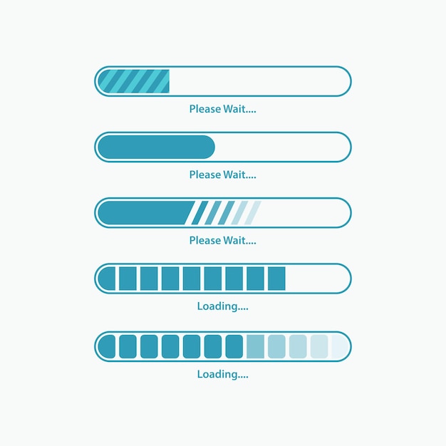 Vector progress loading bar set design vector illustration