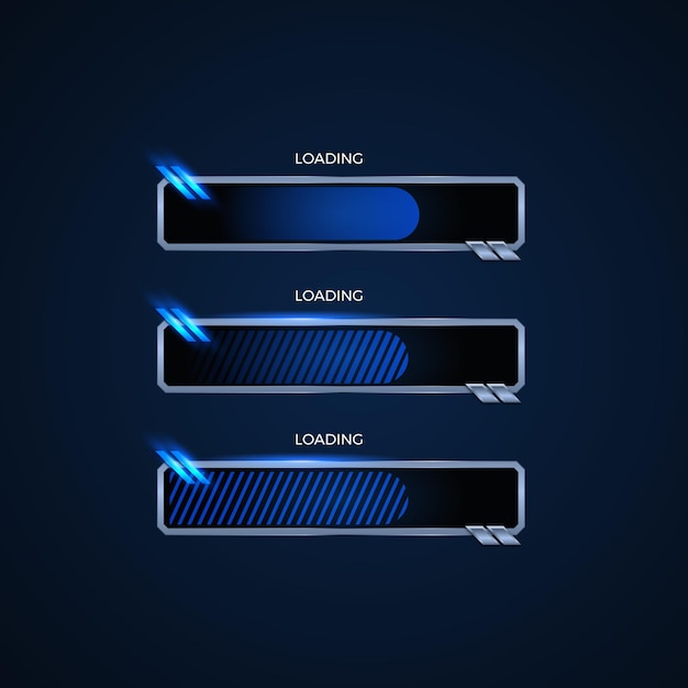 Progress and loading bar with lighting blue Color. technology. Vector illustration.