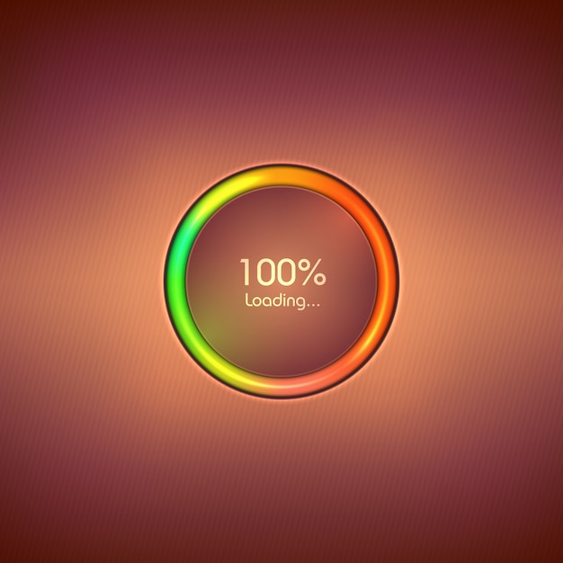 Icona di caricamento del progresso con scala colorata. barra di caricamento del progresso del segno digitale.
