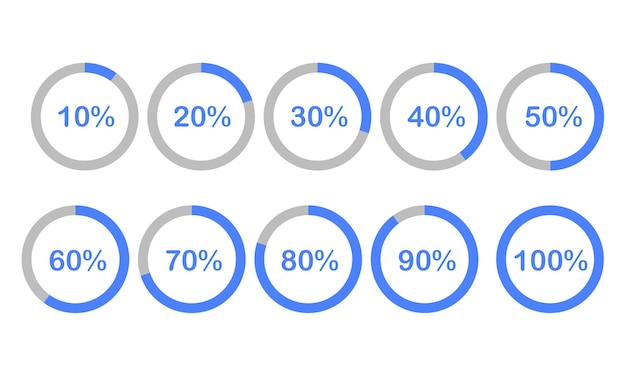 Progress loading vector bar flat style blue load indicator