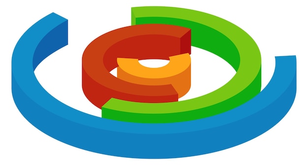 Progress round chart infographic in 3d isometric style