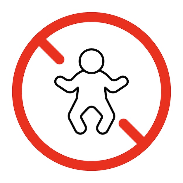 ベクトル ベビーラインの危険アイコンの入力が禁止されています 人のシンボル 子供は禁止されています 制限