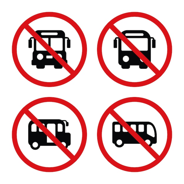 Vector prohibition bus symbol set vector no bus sign symbol set vector