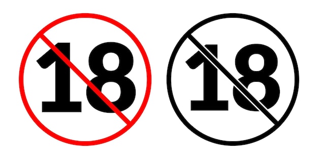 Vector prohibition sign age restriction vector icon no 18 for bottle cigarettes