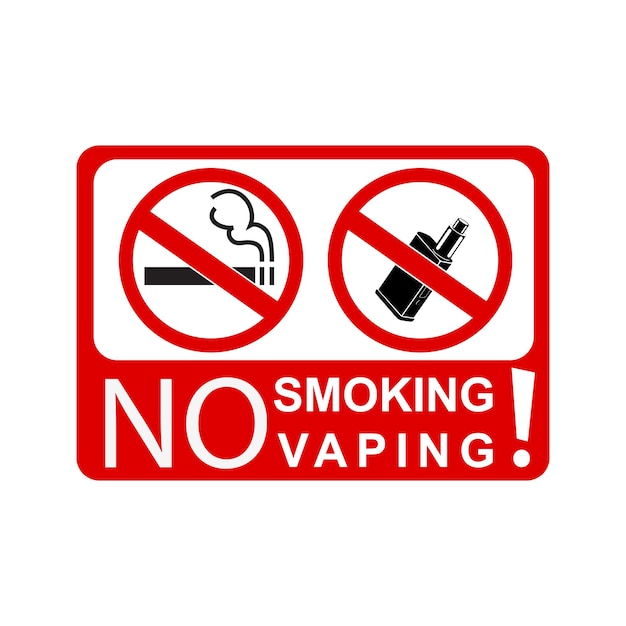 Prohibition sign no smoking and vaping, at transparent effect background