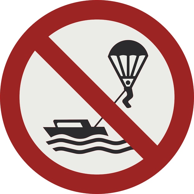 Vector prohibition sign pictogram no parasailing iso 7010 p066