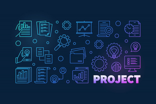 Project colorful outline banner on dark background