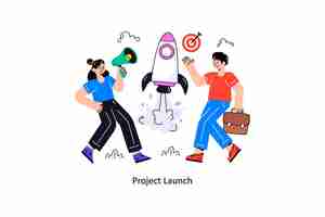 Vector project launch flat style design vector illustration stock illustration