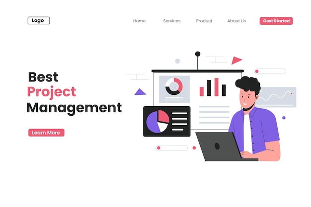 Project management business landing page