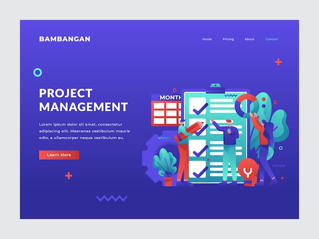 Project management landing page