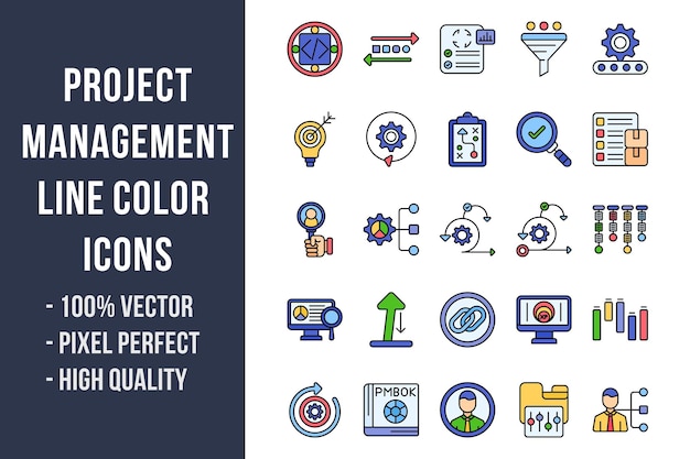 Project Management Line Color Icons