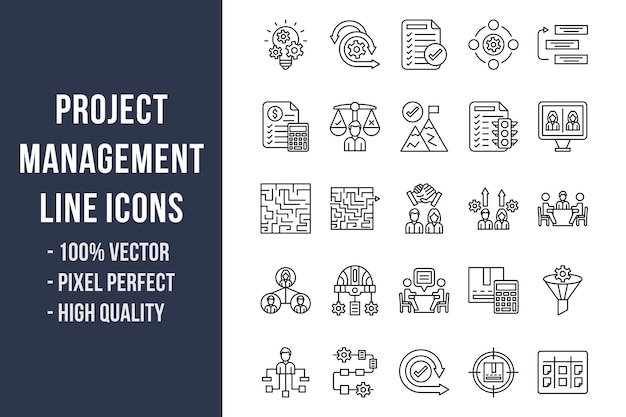 Project Management Line Icons