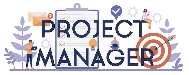 Project management typografische header concept